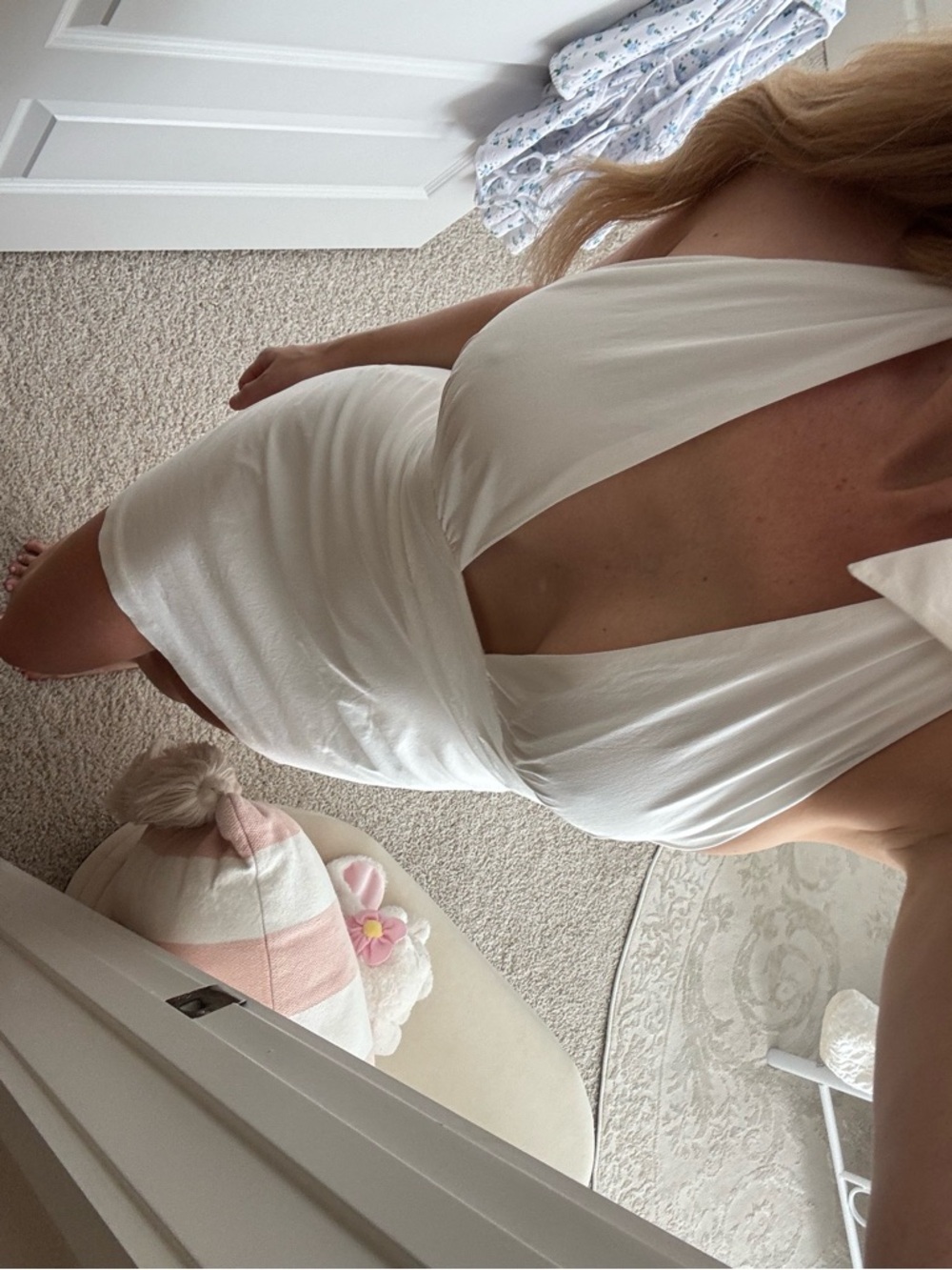 White Deep V-Neck Halter Dress